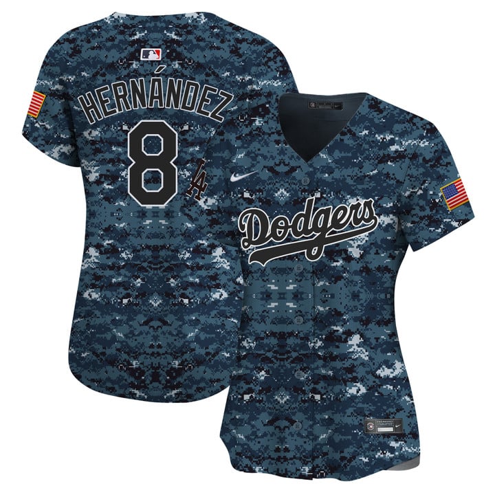 Women Los Angeles Dodgers #8 Hernandez  Camo  Limited Stitched 2025 Jersey style 4